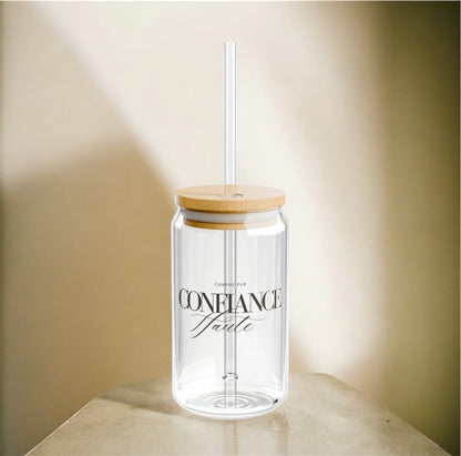 Confiance Haute | Chic Glass Sipper with Bamboo Lid