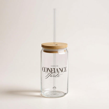 Confiance Haute | Chic Glass Sipper with Bamboo Lid