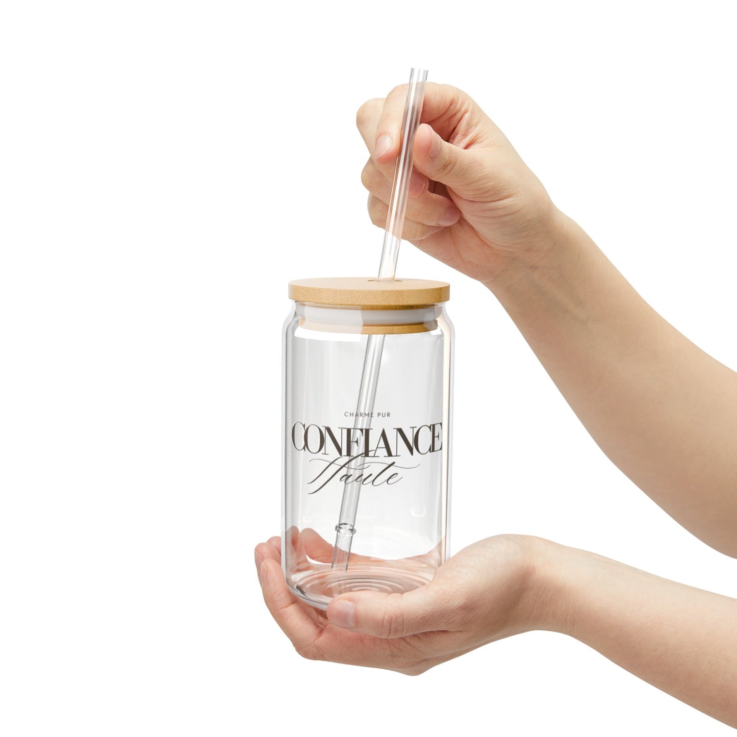 Confiance Haute | Chic Glass Sipper with Bamboo Lid
